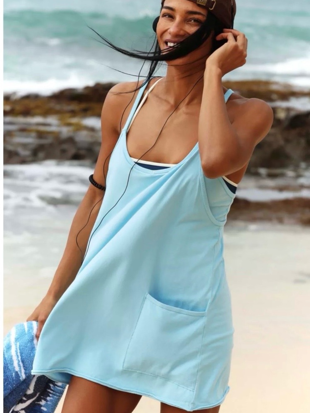 Free People hot shot mini dress light turquoise